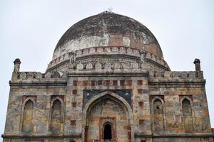Mughal Architecture inside Lodhi Gardens, Delhi, India, Beautiful Architecture Inside Three-domed mosque in Lodhi Garden is said to be the Friday mosque for Friday prayer, Lodhi Garden Tomb photo