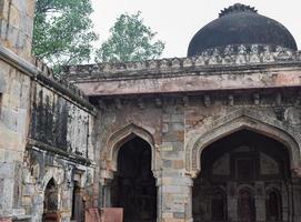 Mughal Architecture inside Lodhi Gardens, Delhi, India, Beautiful Architecture Inside Three-domed mosque in Lodhi Garden is said to be the Friday mosque for Friday prayer, Lodhi Garden Tomb photo