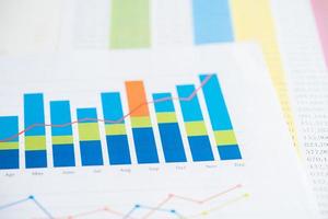 Chart or graph paper. Financial, account, statistics and business data concept. photo