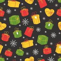 Christmas seamless pattern with gifts box in flat style vector