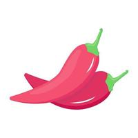 un icono de vector plano de chiles rojos calientes