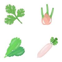 Flat Icons of Veggies and Herbs vector