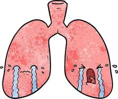 carácter de pulmones vectoriales en estilo de dibujos animados vector