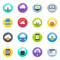 Pack of Cloud Computing Flat Icons vector