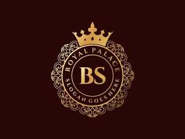 Letter BS Antique royal luxury victorian logo with ornamental frame. vector