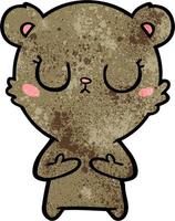 retro grunge texture cartoon peaceful bear vector