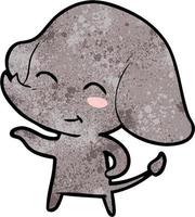 Retro grunge texture cartoon cute elephant vector