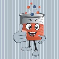 flat beaker cartoon character with happy facial expression vector