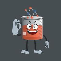 flat beaker cartoon character with happy facial expression vector