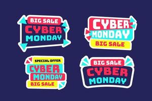 cyber monday sticker design set vector