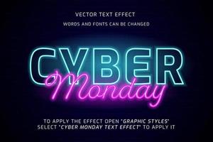 cyber monday neon text effect fully editable vector