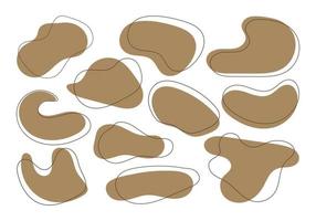 Set of Irregular organic blob shapes with lines vector