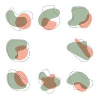 Group of abstract organic blob shapes with lines vector