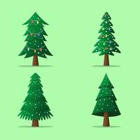 conjunto de ilustración de árbol de navidad degradado vector