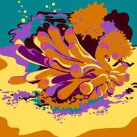 Underwater sea life illustration in extreme color palette vector