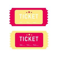 A set of bright tickets. Ticket templates. Date, time vector