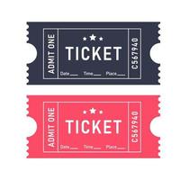 A set of tickets in black, pink color. Place, date, time. vector