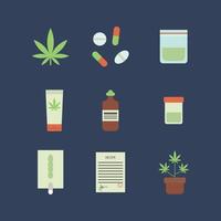 iconos planos de cannabis vector