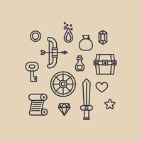 Outlined RPG Elements Icons vector