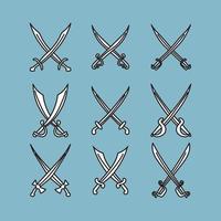 Black and White Swords Icons vector