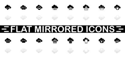 Computing Cloud icons - Black symbol on white background. Simple illustration. Flat Vector Icon. Mirror Reflection Shadow. Can be used in logo, web, mobile and UI UX project.