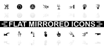 Buttons icons - Black symbol on white background. Simple illustration. Flat Vector Icon. Mirror Reflection Shadow. Can be used in logo, web, mobile and UI UX project.