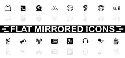 Communication icons - Black symbol on white background. Simple illustration. Flat Vector Icon. Mirror Reflection Shadow. Can be used in logo, web, mobile and UI UX project.