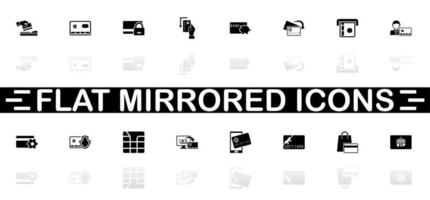 Cards icons - Black symbol on white background. Simple illustration. Flat Vector Icon. Mirror Reflection Shadow. Can be used in logo, web, mobile and UI UX project.