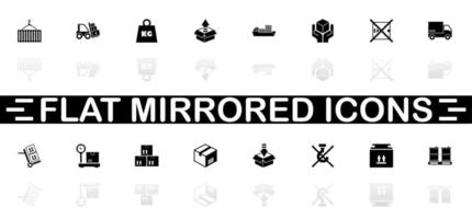 Cargo icons - Black symbol on white background. Simple illustration. Flat Vector Icon. Mirror Reflection Shadow. Can be used in logo, web, mobile and UI UX project.