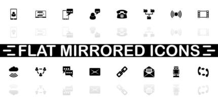 Communication icons - Black symbol on white background. Simple illustration. Flat Vector Icon. Mirror Reflection Shadow. Can be used in logo, web, mobile and UI UX project.