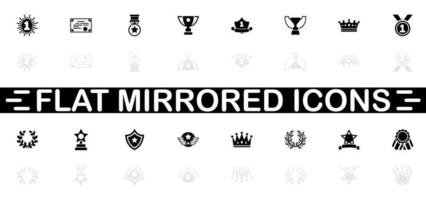 Awards icons - Black symbol on white background. Simple illustration. Flat Vector Icon. Mirror Reflection Shadow. Can be used in logo, web, mobile and UI UX project.