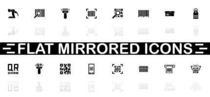 Check Code icons - Black symbol on white background. Simple illustration. Flat Vector Icon. Mirror Reflection Shadow. Can be used in logo, web, mobile and UI UX project.