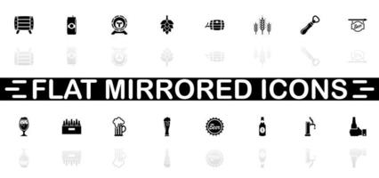 Beer icons - Black symbol on white background. Simple illustration. Flat Vector Icon. Mirror Reflection Shadow. Can be used in logo, web, mobile and UI UX project.