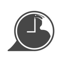 Clock with snail silhouette icon, late illustration. vector