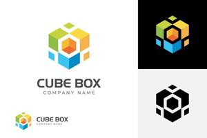 Abstract cube box hexagon logo design. abstract geometric element graphic digital technology symbol icon design vector