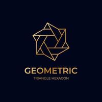 diseño de logotipo de triángulo hexagonal abstracto concepto de diseño infinito en bucle, diseño de logotipo dorado de color geométrico para tecnología empresarial corporativa de neón símbolo infinito vector