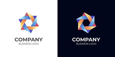 diseño de logotipo de triángulo hexagonal abstracto concepto de diseño de infinito en bucle, diseño de logotipo de gradiente de color geométrico para símbolo infinito de tecnología de negocios corporativos de neón vector