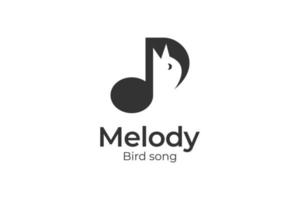 singing bird silhouette logo design with canary. Music Notes for Song Vocal symbol  or Nature Bird Voice logo design illustration vector