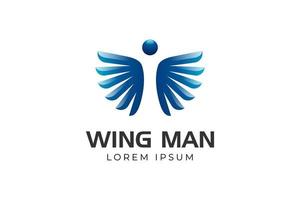 elemento de logotipo de alas de ángel vectorial. la gente del hombre volador abstracto vuela el diseño del logotipo. Ilustración de vector de alas de plumas