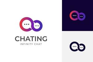 diseño de logotipo de icono de burbuja de voz de chat infinito de línea. logotipo de conversación infinito símbolo de chat sin fin adecuado para el diálogo, la discusión y el icono de vector de conversación