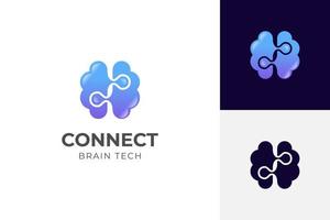 brain connection logo design. digital brain logo icon design. Brain tech logo design. smart digital idea logos suitable for intelligence and technology logo Vector design