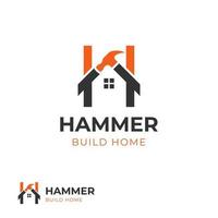 logotipo moderno de la letra h hammer bienes raíces para servicios, constructores y diseños de íconos del logotipo del carpintero vector