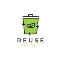 reciclar el diseño del logo de la basura para su reutilización, medio ambiente. papelera de reciclaje hoja orgánica logotipo icono vector