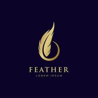 golden feather luxury logo design. golden quill signature logo template vector icon, Lawyer Law firm Logo design Feather Quill symbol