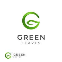 letra inicial abstracta g y logotipo de hoja verde utilizable para logotipos comerciales y de marca, elemento de logotipo para plantilla vector