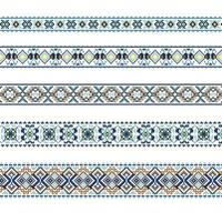 Set of Ethnic ornament pattern in blue and brown colors vector