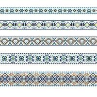 Set of Ethnic ornament pattern in blue and brown colors vector