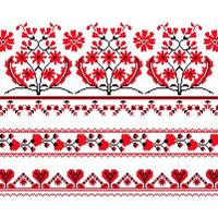 Set of Ethnic ornament pattern with cross stitch flower vector