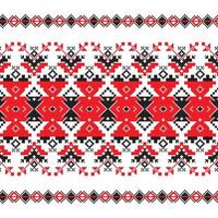 conjunto de patrón de ornamento étnico en colores rojo y negro vector