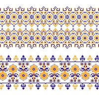 Set of Ethnic ornament pattern with cross stitch flower vector